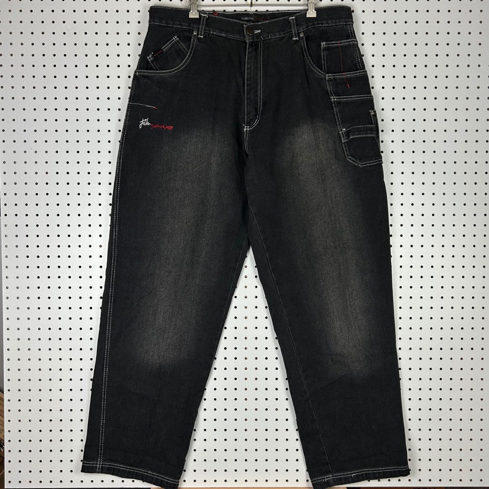 FUBU The Collection Circa-XIII Black Denim Carpenter Jeans 38x34 Gothic Skate
